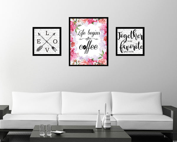 Life begins after coffee Quote Framed Artwork Print Wall Decor Art Gifts