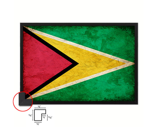 Guyana Country Vintage Flag Wood Framed Print Wall Art Decor Gifts