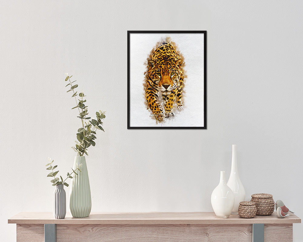 Jaguar Animal Painting Print Framed Art Home Wall Decor Gifts