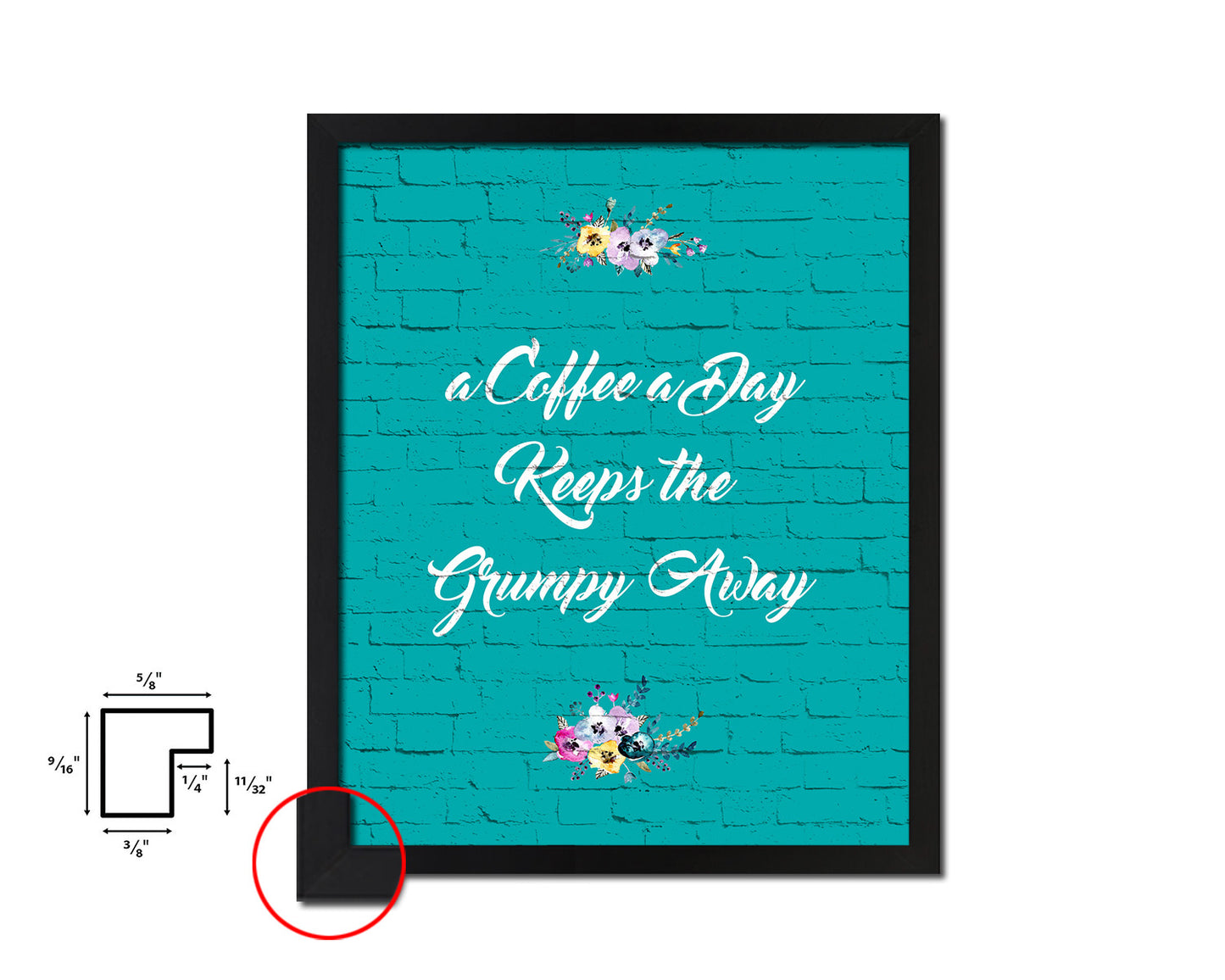A coffee a day keeps the grumpy away Quotes Framed Print Home Decor Wall Art Gifts