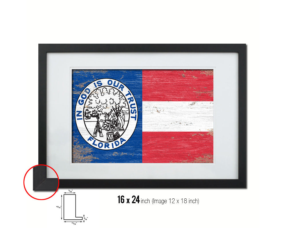 Civil War Florida Shabby Chic Military Flag Framed Print Decor Wall Art Gifts