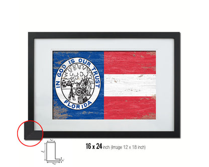 Civil War Florida Shabby Chic Military Flag Framed Print Decor Wall Art Gifts