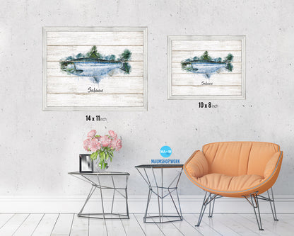 Salmon Fish Framed Prints Modern Restaurant Sushi Bar Watercolor Wall Art Decor