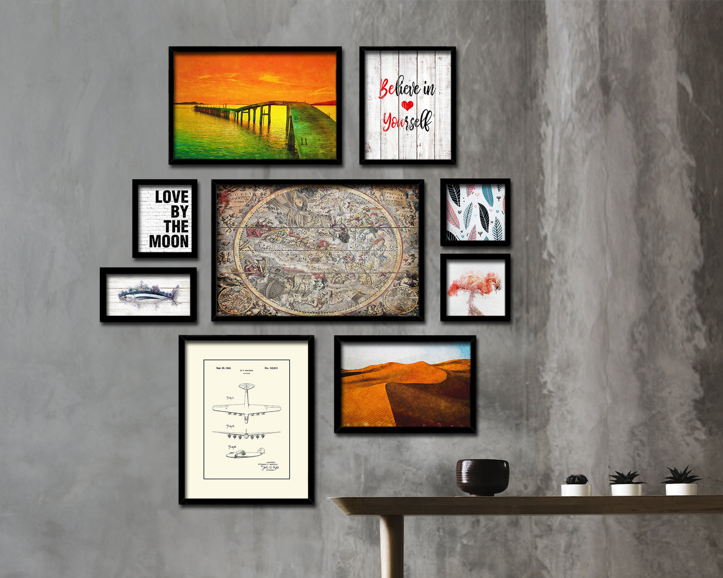 Christian Celestial Hemisphere Atlas Coelestis Andreas Cellarius Antique Map Framed Print