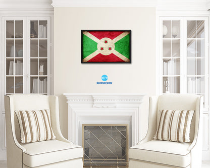 Burundi Country Vintage Flag Wood Framed Print Wall Art Decor Gifts