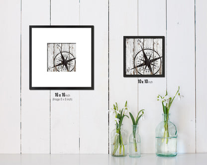 Compass Nautical Wood Framed Gifts Ocean Beach Fishing Home Decor Wall Art Prints