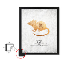 Rat Chinese Zodiac Character Black Framed Art Paper Print Wall Art Decor Gifts, White