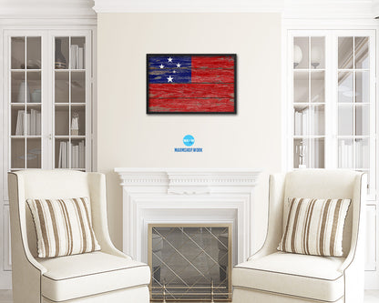 Western Samoa Country Wood Rustic National Flag Wood Framed Print Wall Art Decor Gifts