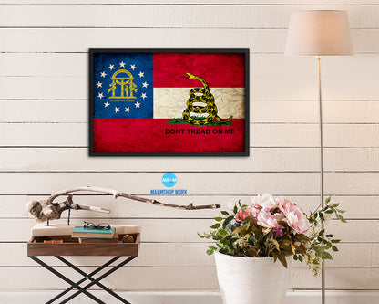 Gadsden Don't Tread On Me Georgia State Vintage Military Flag Framed Print Art