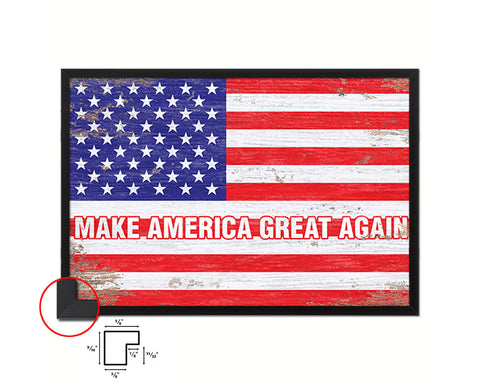 Make America Great Again, Donald Trump Campaign Shabby Chic Military Flag Framed Print Art