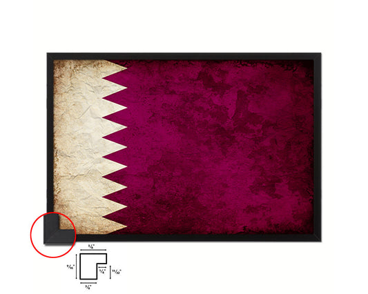 Qatar Country Vintage Flag Wood Framed Print Wall Art Decor Gifts