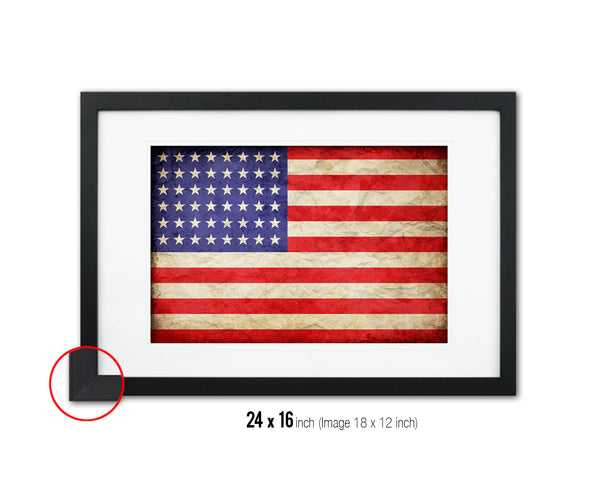 48 Stars Vintage Military Flag Framed Print Sign Decor Wall Art Gifts