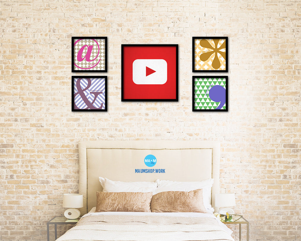 Youtube Social Media Symbol Icons logo Wood Framed Print Home Decor Wall Art Gifts