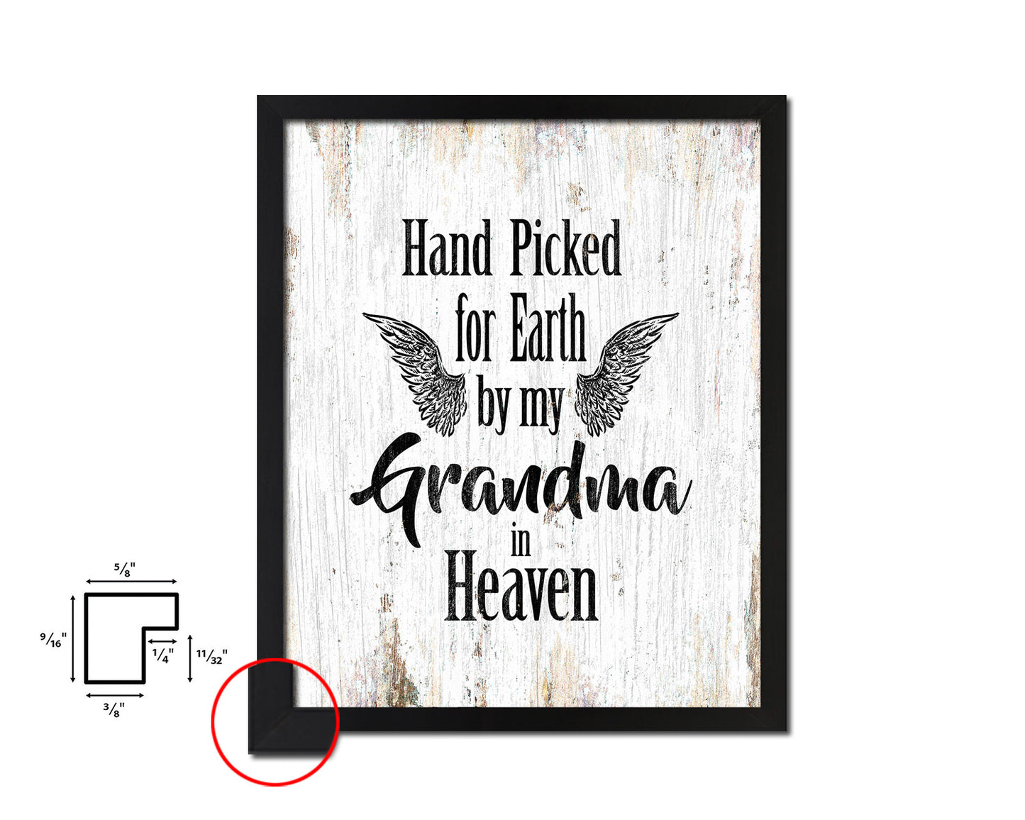 Hand picked for earth by our grandma in heaven Quote Framed Print Wall Art Decor Gifts