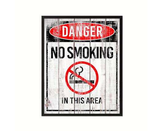 No smoking in this area Notice Danger Sign Framed Print Home Decor Wall Art Gifts