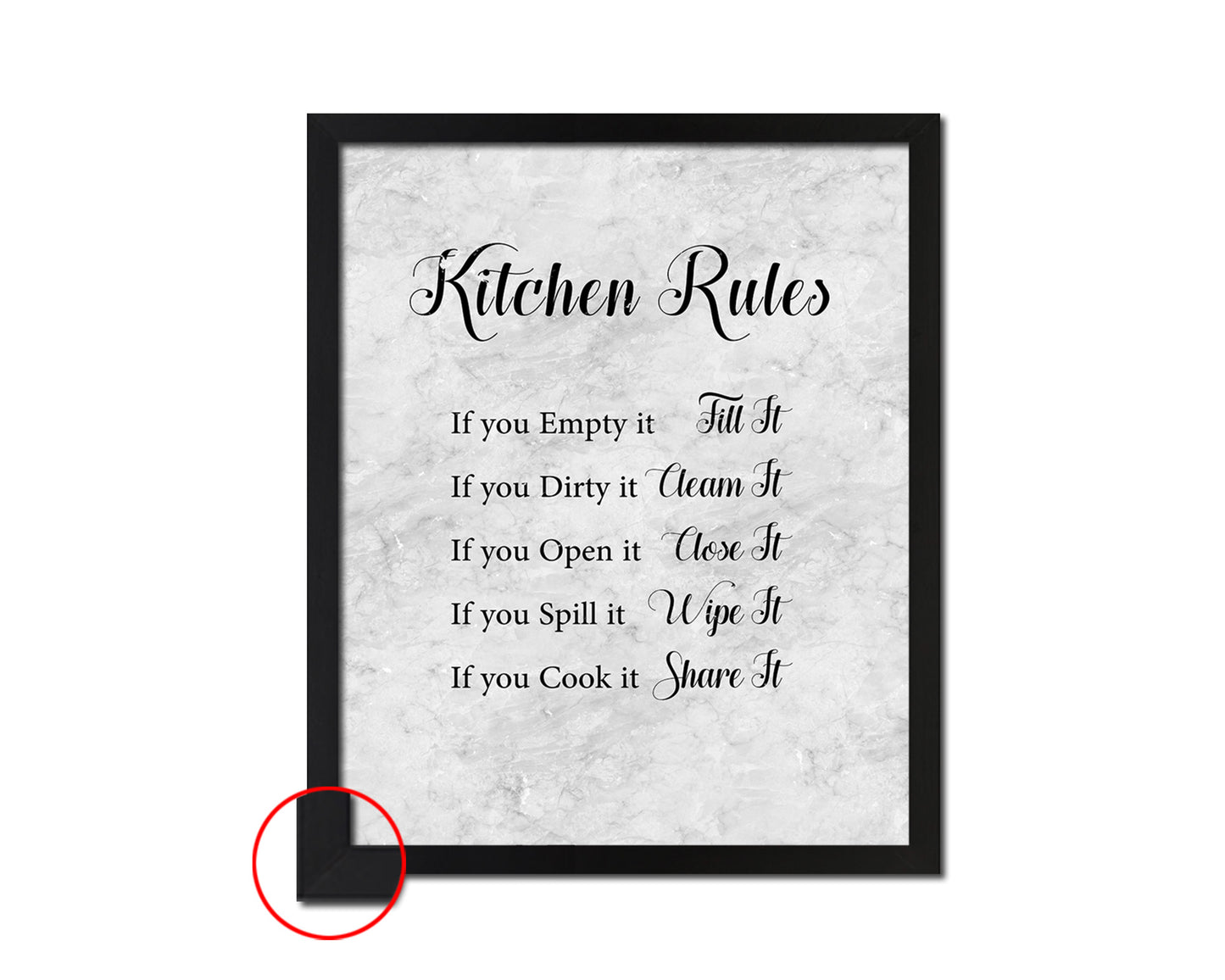 Kitchen Rules Quote Framed Print Wall Art Decor Gifts