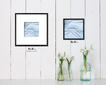 Abstract Aqua Artwork Wood Frame Gifts Modern Wall Decor Art Prints