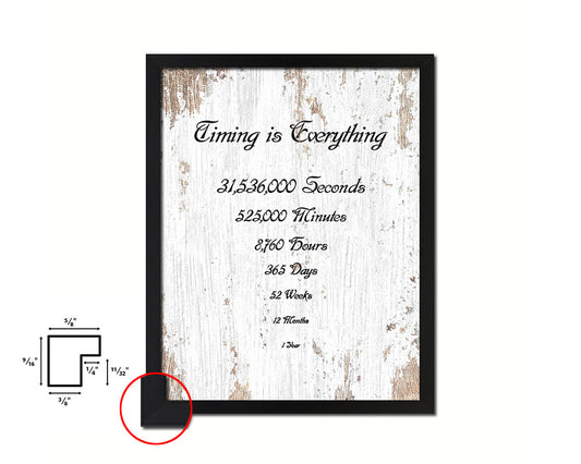 Timing is everything 1 Year 12 Months Quote Framed Print Home Decor Wall Art Gifts