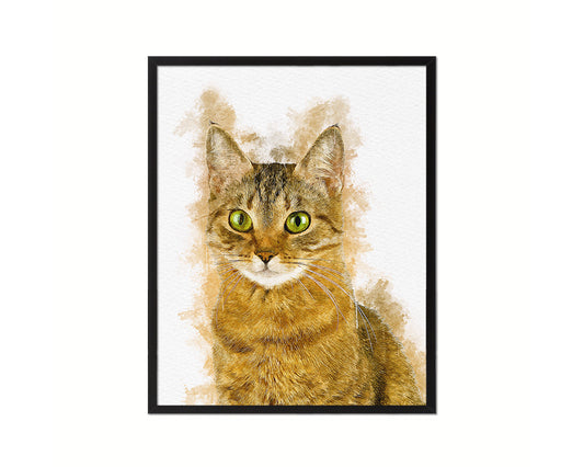 Red Little Cat Kitten Portrait Framed Print Pet Home Decor Custom Watercolor Wall Art Gifts