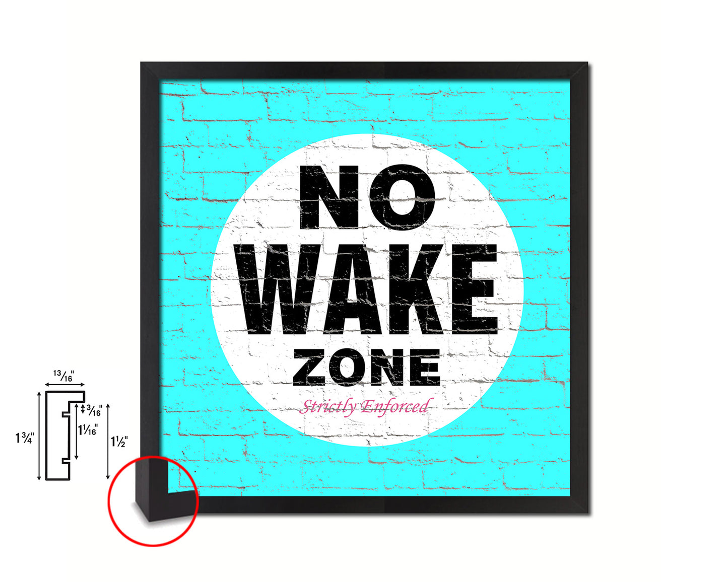 No Wake Zone Shabby Chic Sign Wood Framed Art Paper Print Wall Decor Gifts