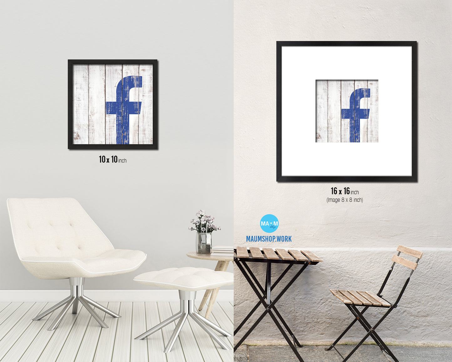 Facebook Social Media Symbol Icons logo Framed Print Shabby Chic Home Decor Wall Art Gifts