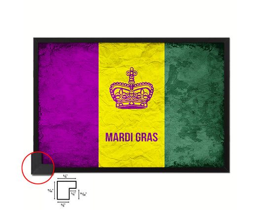 New Orleans Mardis Gras Vintage Flag Wood Framed Prints Decor Wall Art Gifts