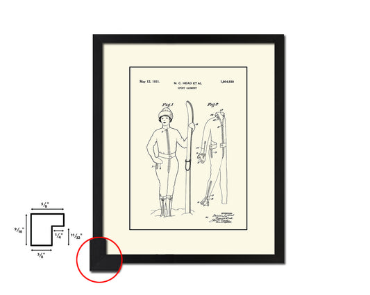Ski Garment Sports Vintage Patent Artwork Black Frame Print Gifts