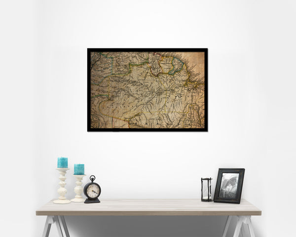 Amazon River Basin Vintage Map Framed Print Art Wall Decor Gifts