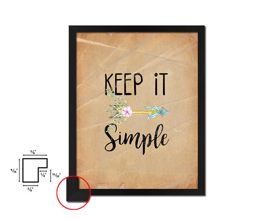Keep it simple Quote Paper Artwork Framed Print Wall Decor Art