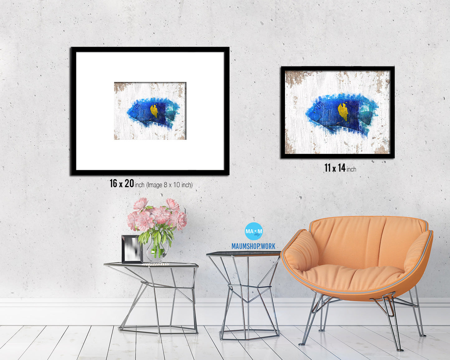 Tropical Fish Framed Print Modern Restaurant Sushi Bar Modern Watercolor Wall Art Decor