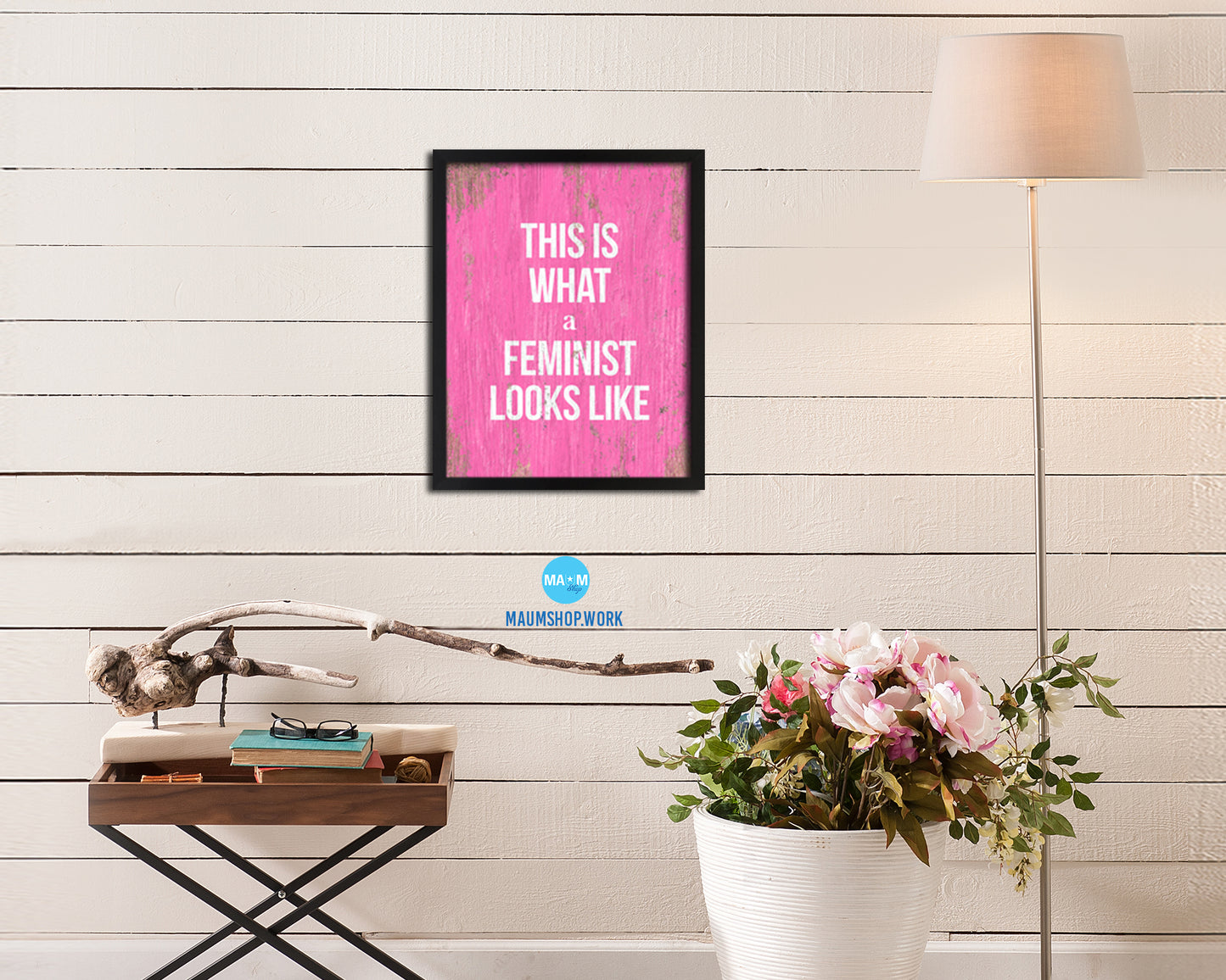 This is what a feminist looks like Rainbow Pride Peace Right Justice Poster Wood Frame Print Art