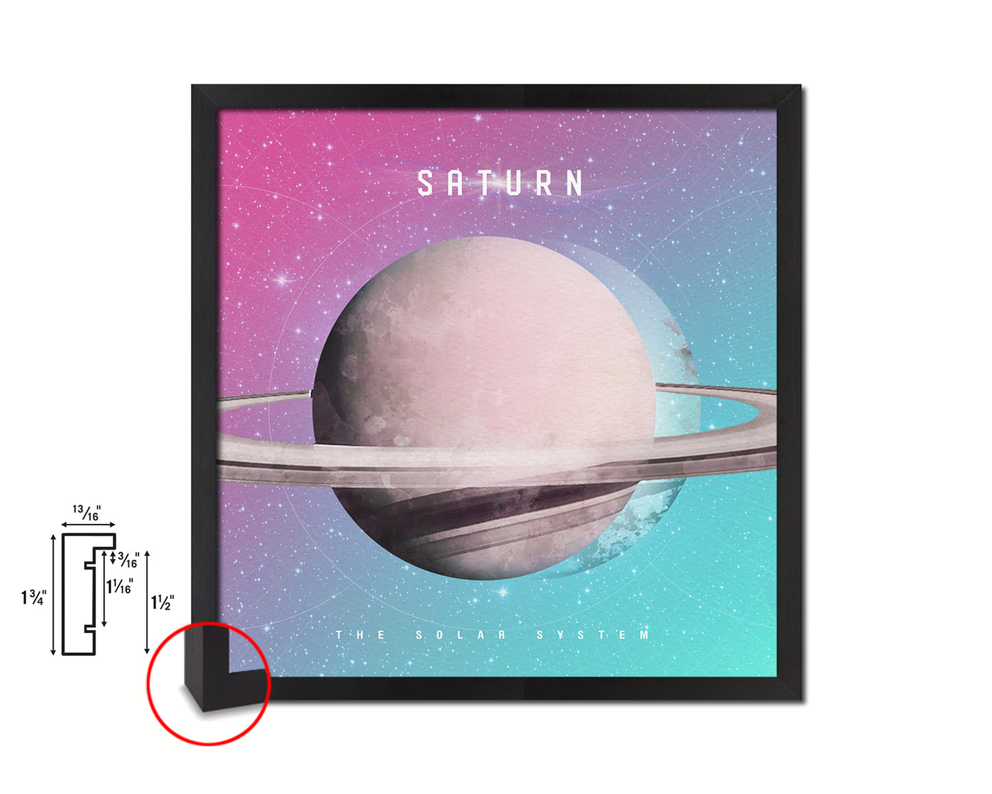 Saturn Planet Colorful Prints Watercolor Solar System Framed Print Home Decor Wall Art Gifts