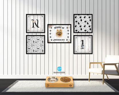 Beware of Pekingese Sign Wood Framed Print Wall Art Decor Gifts