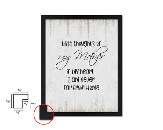 With thoughts of my mother in my heart Quote Wood Framed Print Wall Decor Art