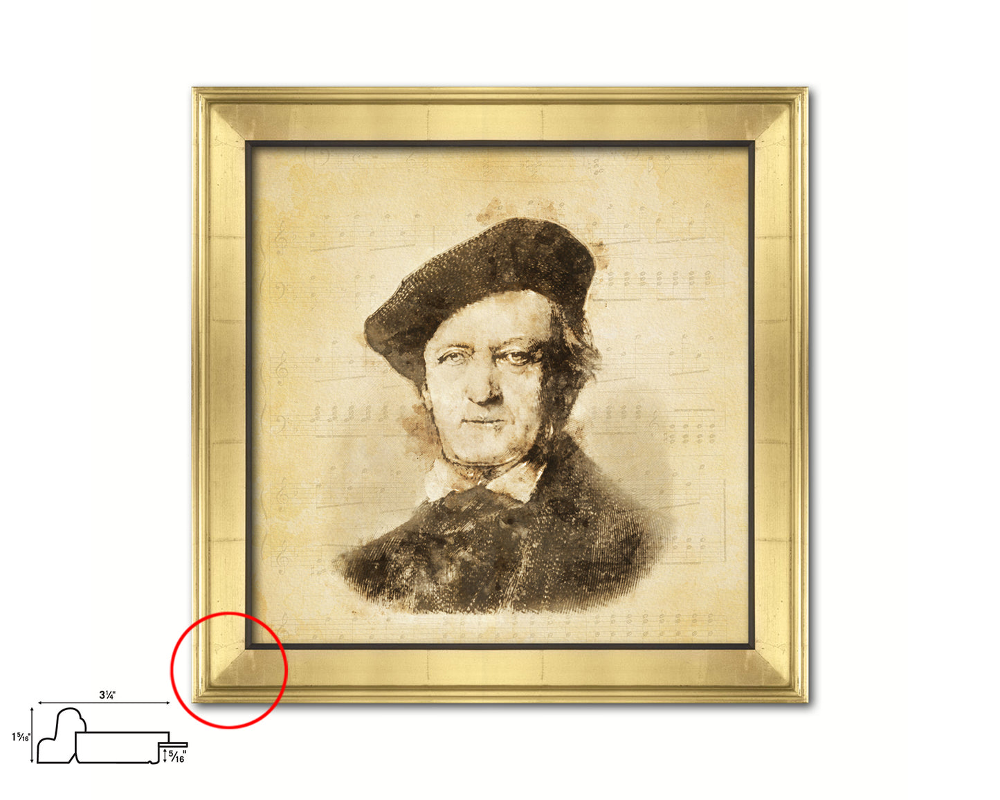 Richard Wagner Ancient Classical Musician Gold Framed Print Wall Decor Art Gifts