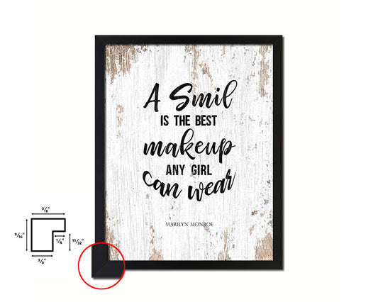 A smile is the best makeup, Marilyn Monroe Quote Framed Print Home Decor Wall Art Gifts