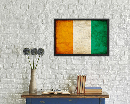 Cote D'Ivoire Country Vintage Flag Wood Framed Print Wall Art Decor Gifts