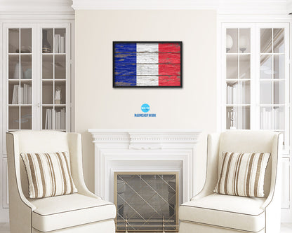 France Country Wood Rustic National Flag Wood Framed Print Wall Art Decor Gifts