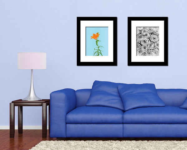 Orange Lily Colorful Plants Art Wood Framed Print Wall Decor Gifts
