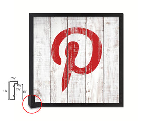 Pinterest Social Media Symbol Icons logo Framed Print Shabby Chic Home Decor Wall Art Gifts