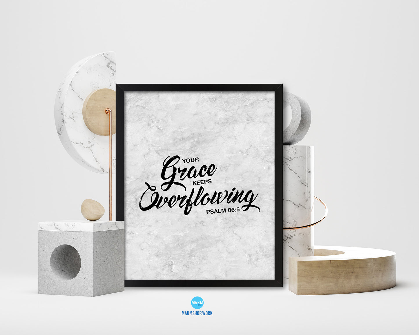 Your grace keeps overflowing, Psalm 86:5 Bible Scripture Verse Framed Print Wall Art Decor Gifts