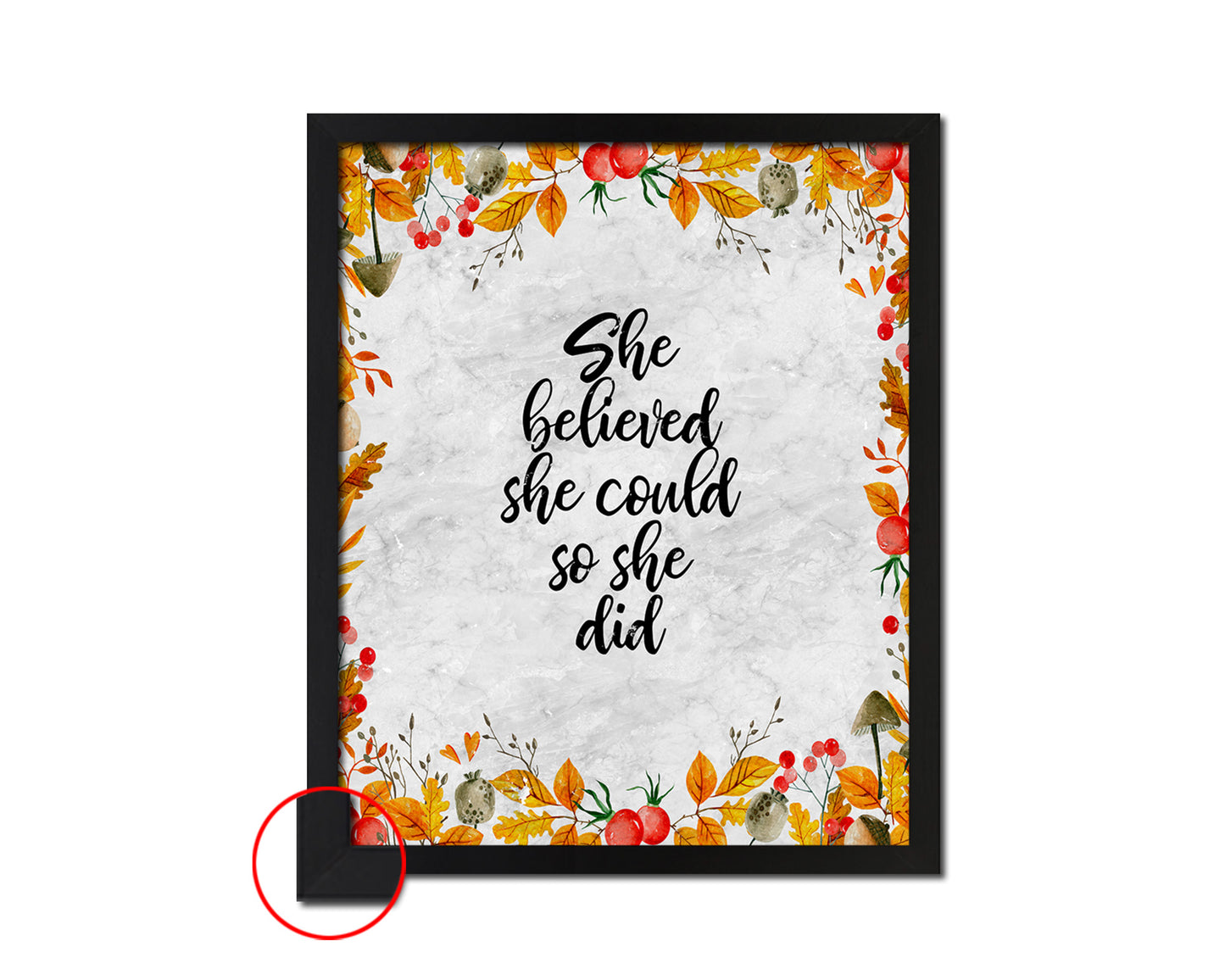 She believed she could so she did Motivational Quote Framed Print Wall Art Decor Gifts