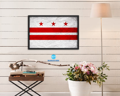 Washington DC Vintage Flag Wood Framed Prints Decor Wall Art Gifts