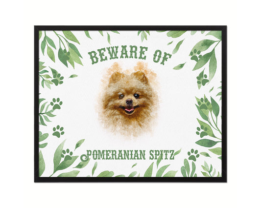 Beware of Pekingese Sign Wood Framed Print Wall Art Decor Gifts