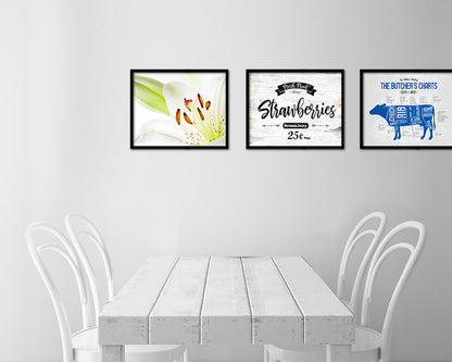 Fresh Fruit Strawberries Vintage Sign Fine Art Paper Prints Wood Frame Wall Art Decor Gifts