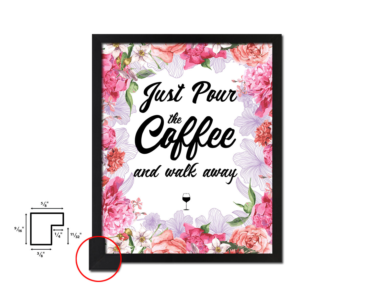 Just pour the coffee & walk away Quote Framed Artwork Print Wall Decor Art Gifts