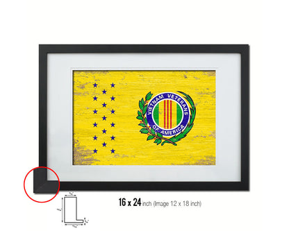 Vietnam War American Veterans Shabby Chic Military Flag Framed Print Decor Wall Art Gifts