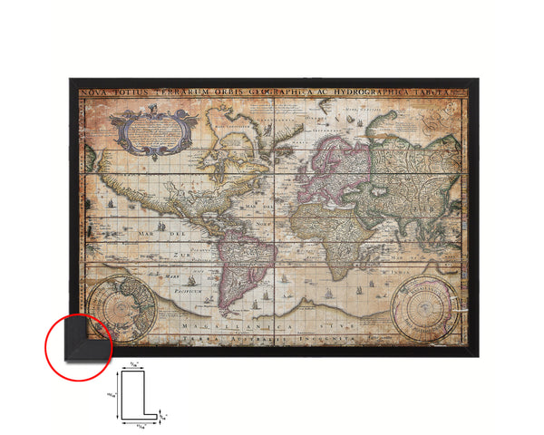 World Old Map Framed Print Art Wall Decor Gifts