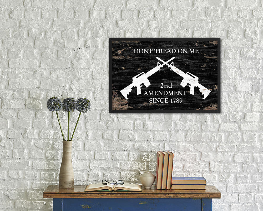 2nd Amendment Dont Tread On Me Shabby Chic Military Flag Framed Print Art