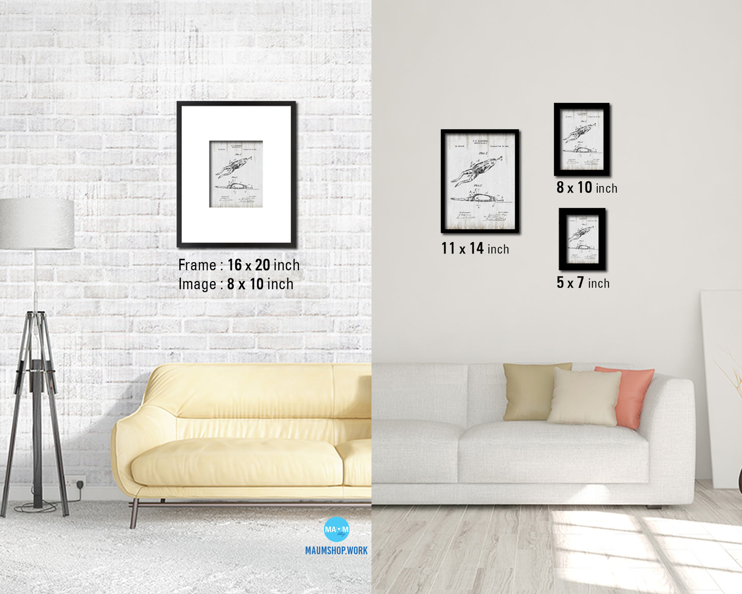 Artificial Bait Fishing Vintage Patent Artwork Black Frame Print Wall Art Decor Gifts